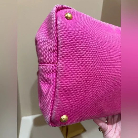 Prada Pink Canapa Canvas Tote Bag